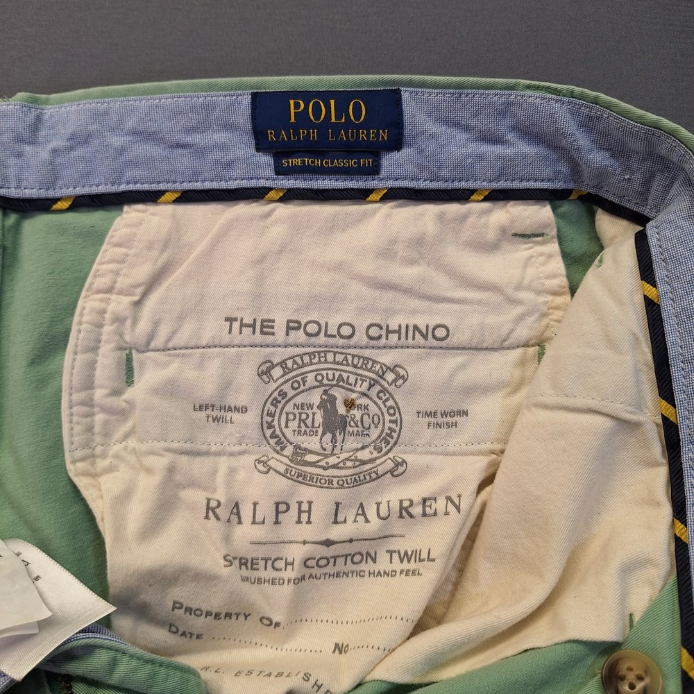 Polo Ralph Lauren Stretch Classic Fit Chino Shorts Sage Green Mens 34 casual - Picture 5 of 9
